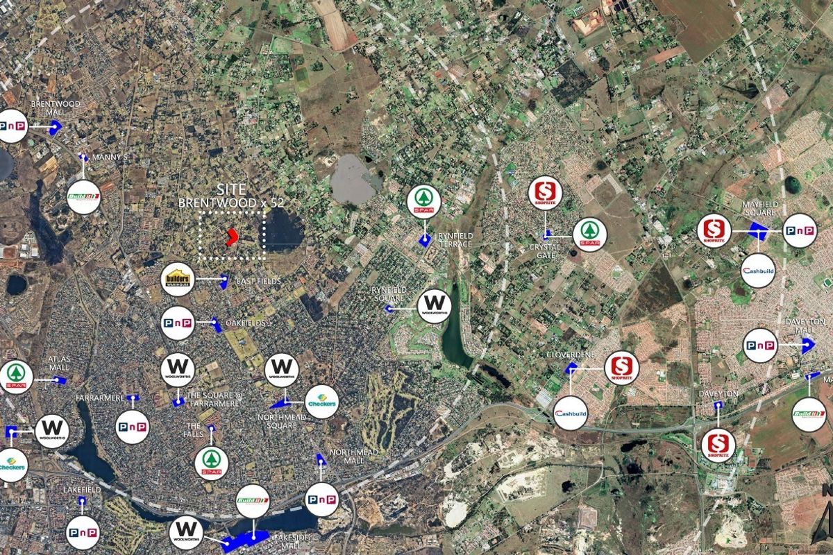 An aerial map view showing the property location in relation to surrounding infrastructure, shopping centers, and local amenities.