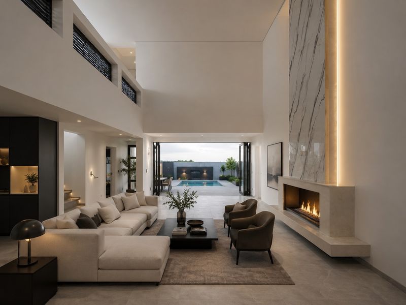 An elegant Sandown home anchored by a warm statement fireplace. - Photo 1