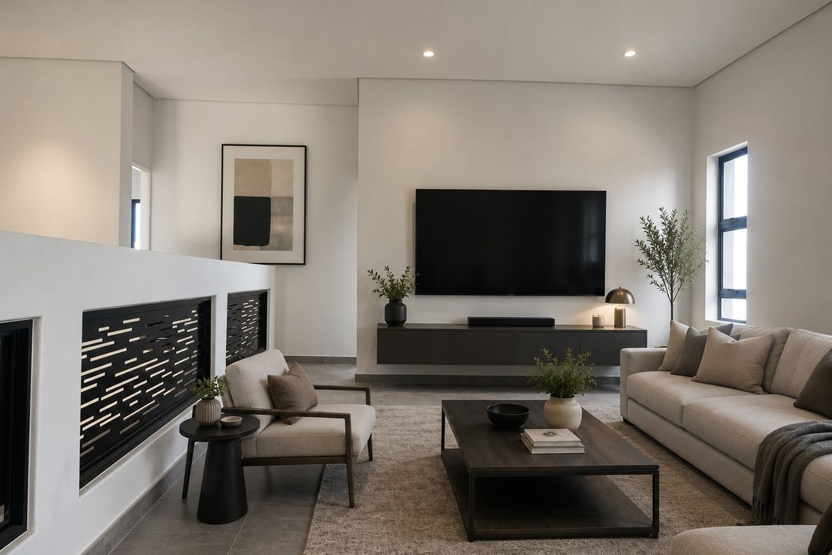 An elegant Sandown home anchored by a warm statement fireplace. - Photo 5