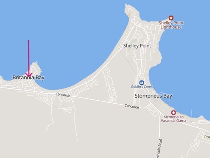 A map view indicating the location of the property within the Britannia Bay area.