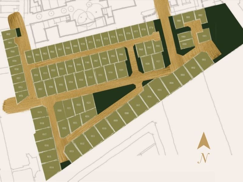 A detailed site plan showing the layout of residential plots and internal road infrastructure for the development.