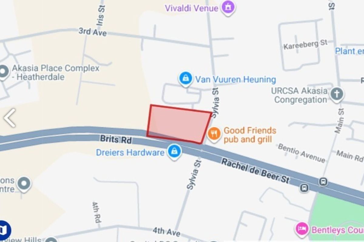 A digital map screenshot highlighting the location of the vacant agricultural land parcel in relation to local streets and landmarks.