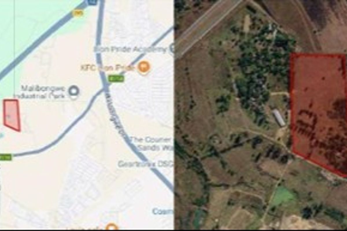 Aerial view showing the property location and boundary outline on a map and satellite imagery.