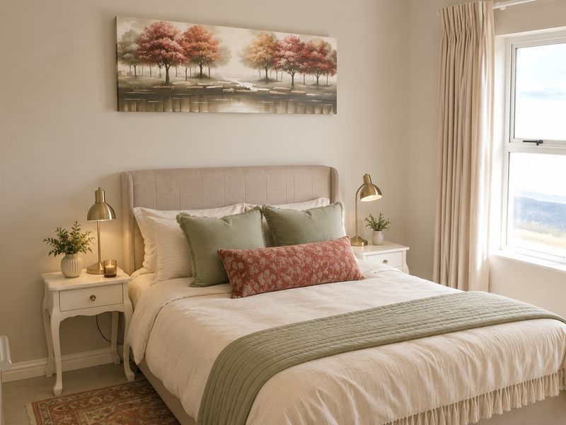 A well-lit, comfortable bedroom featuring neutral wall tones, a window with curtains, and a clean, modern finish suitable for retirement living.