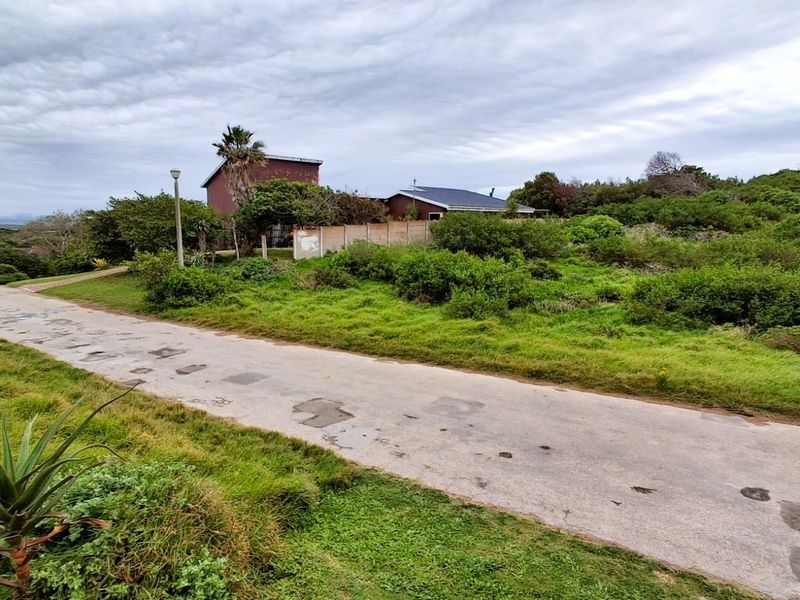 A street view showing the paved access road, boundary wall, and surrounding natural vegetation of the residential vacant land plot.