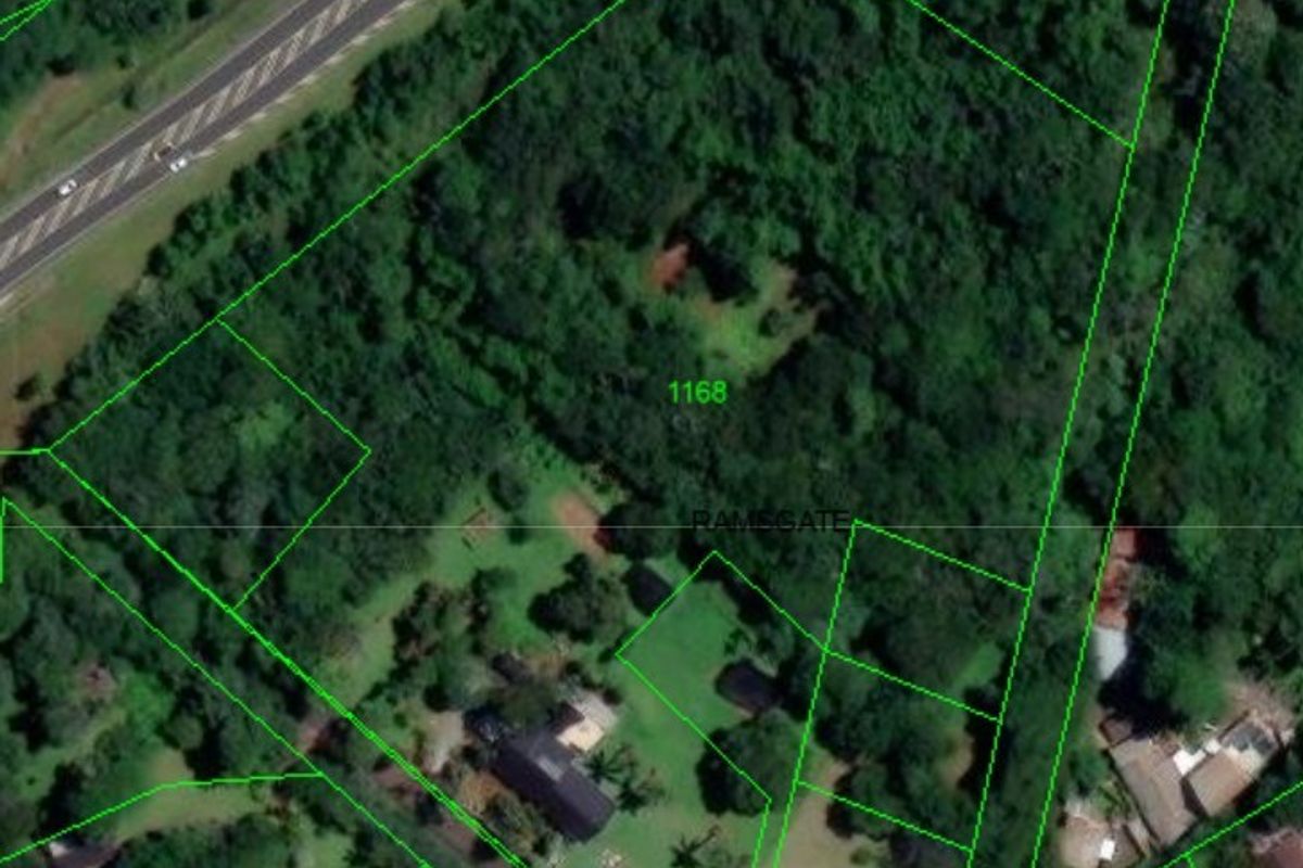 An aerial satellite view showing the property boundaries and surrounding land layout in a residential area.