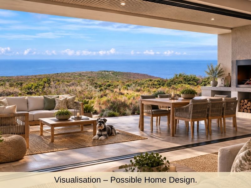 A spacious covered patio featuring a built-in fireplace, tiled flooring, and seamless indoor-outdoor flow with expansive ocean and coastal views.