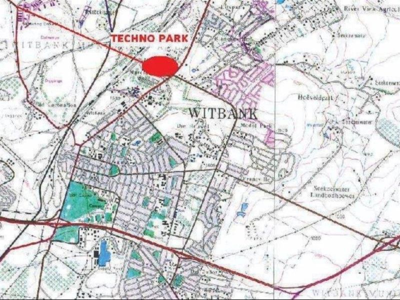 A topographical map showing the location of the property in the Witbank area.