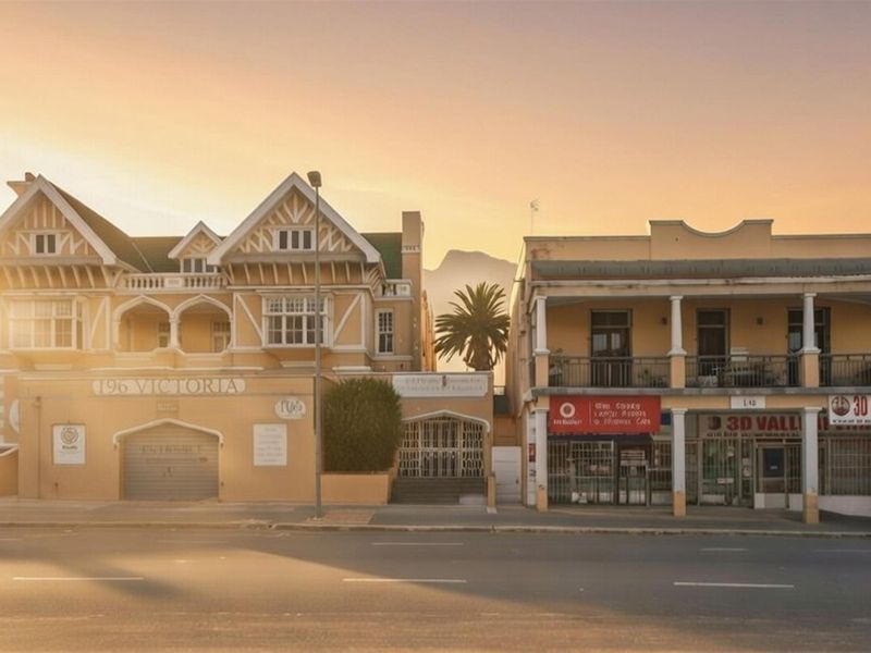 Street view of commercial property featuring a historic-style building facade alongside a multi-level retail building with balcony access.