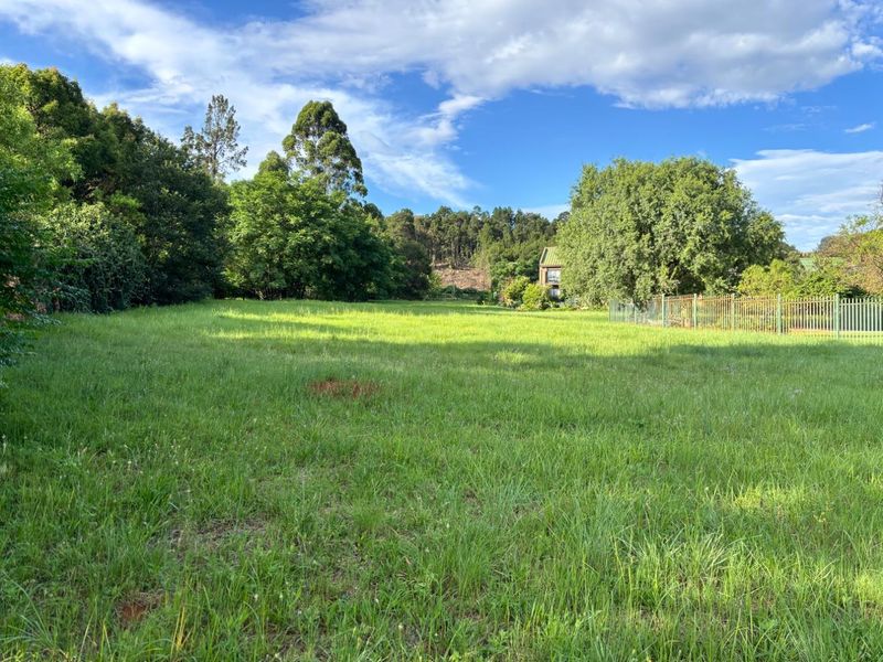 A spacious, level vacant residential plot featuring established trees and secure perimeter fencing, offering a peaceful setting for future development.