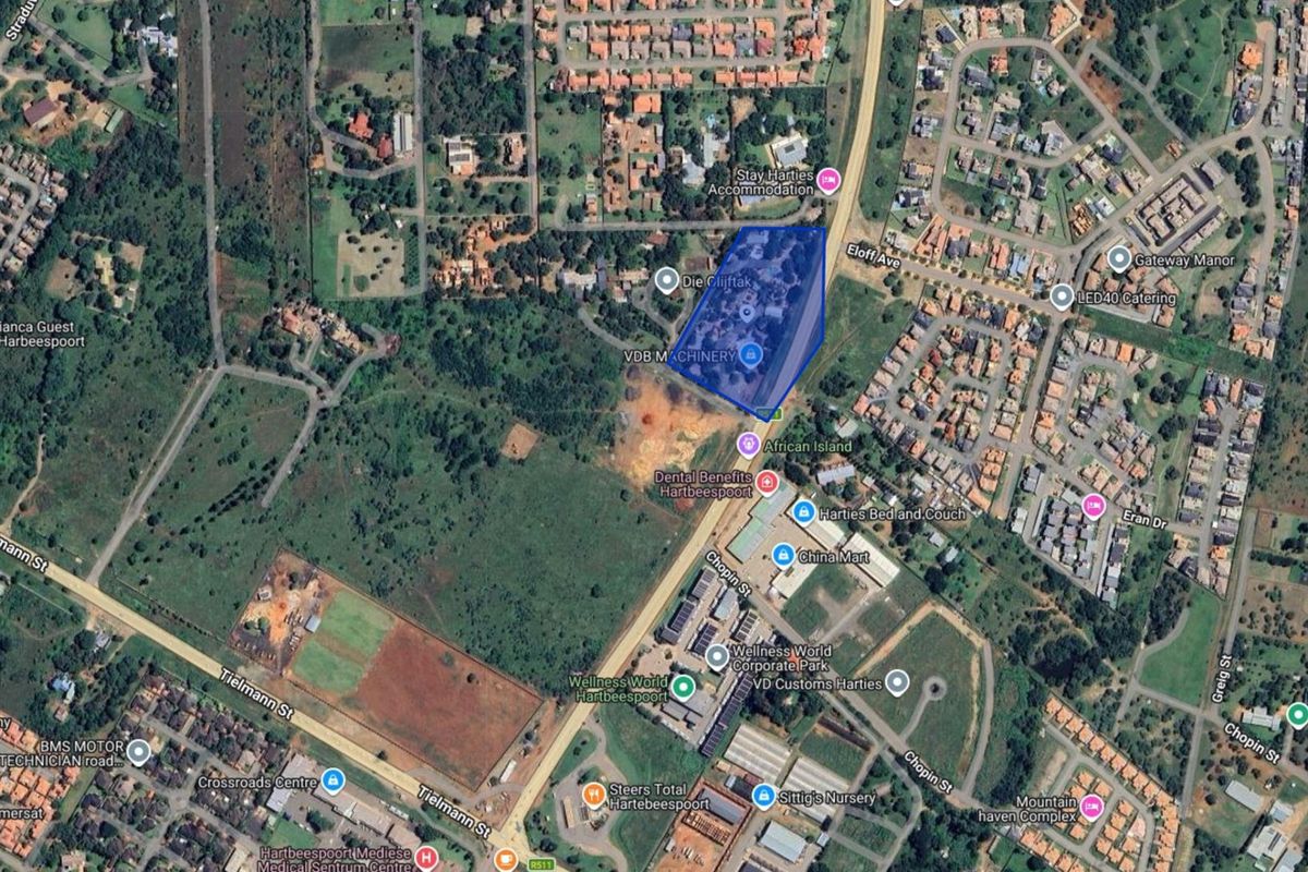 An aerial satellite view showing the property location within the surrounding neighborhood and local infrastructure.
