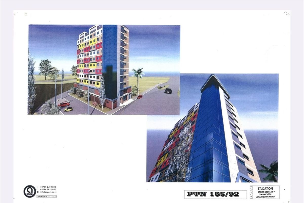 Architectural rendering of a proposed multi-story residential development project.