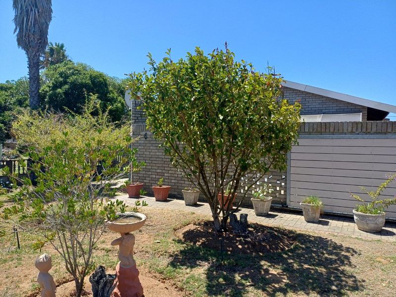 A view of the property's exterior garden area featuring brick walling, paved pathways, and established landscaping.