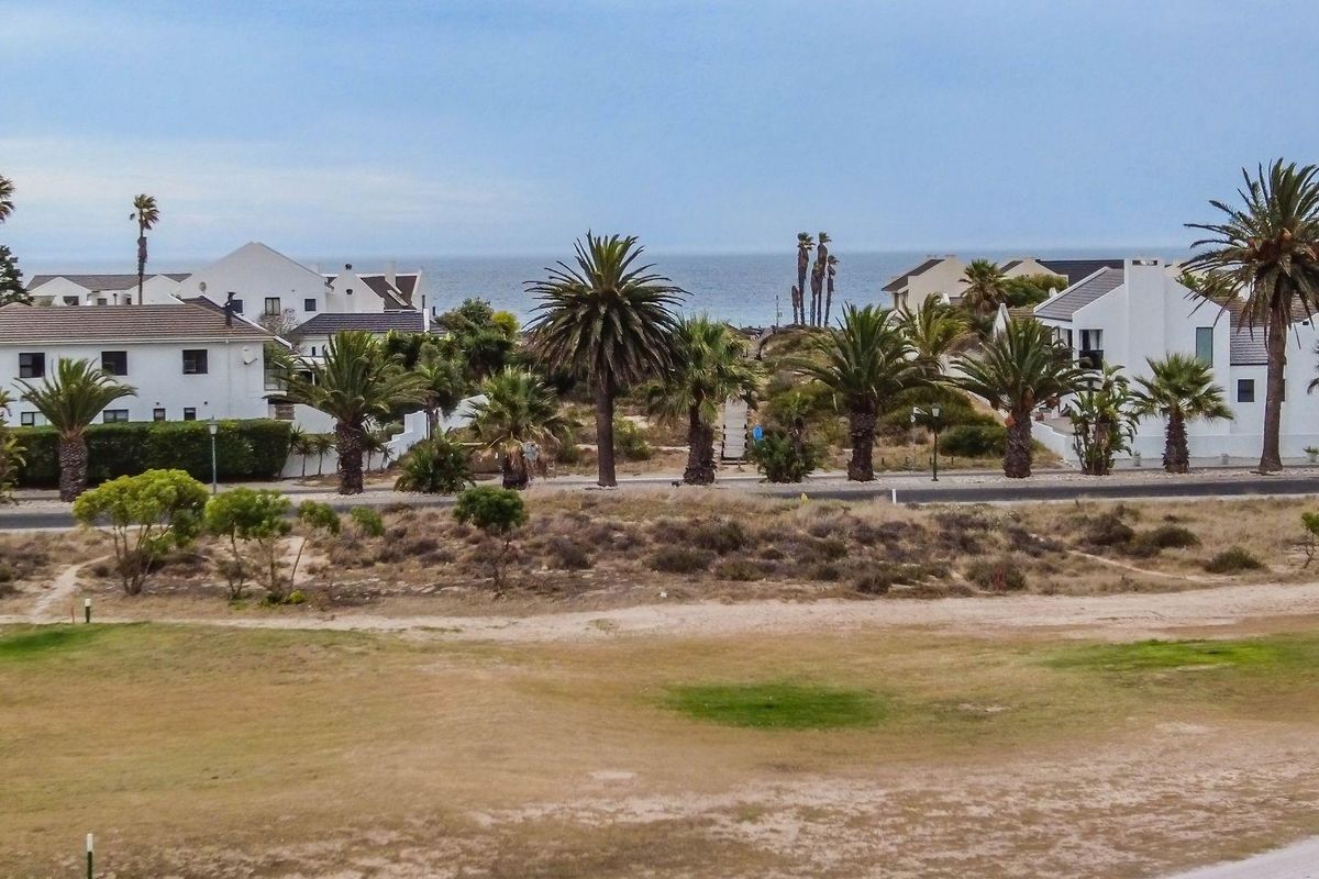 An aerial view of a coastal residential area featuring established landscaping, palm trees, and proximity to the ocean.