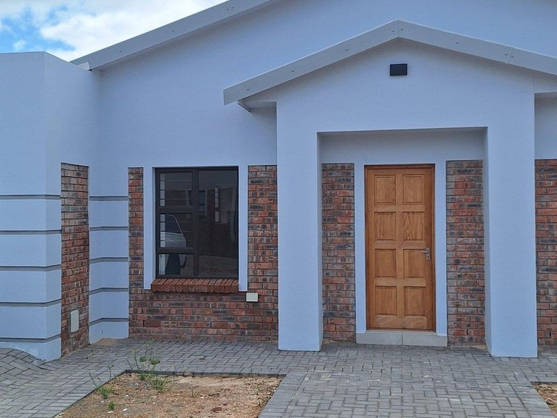 Front facade of a modern house featuring a timber entrance door, brick accents, and paved driveway area.