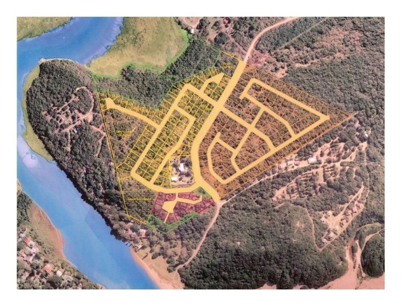 An aerial view showing the proposed subdivision layout and road network for the residential land development project.