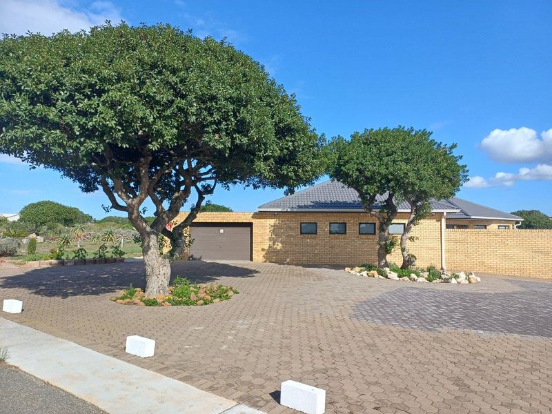 Front exterior view of a brick house featuring a paved driveway, a single garage, and mature trees in the front garden area.