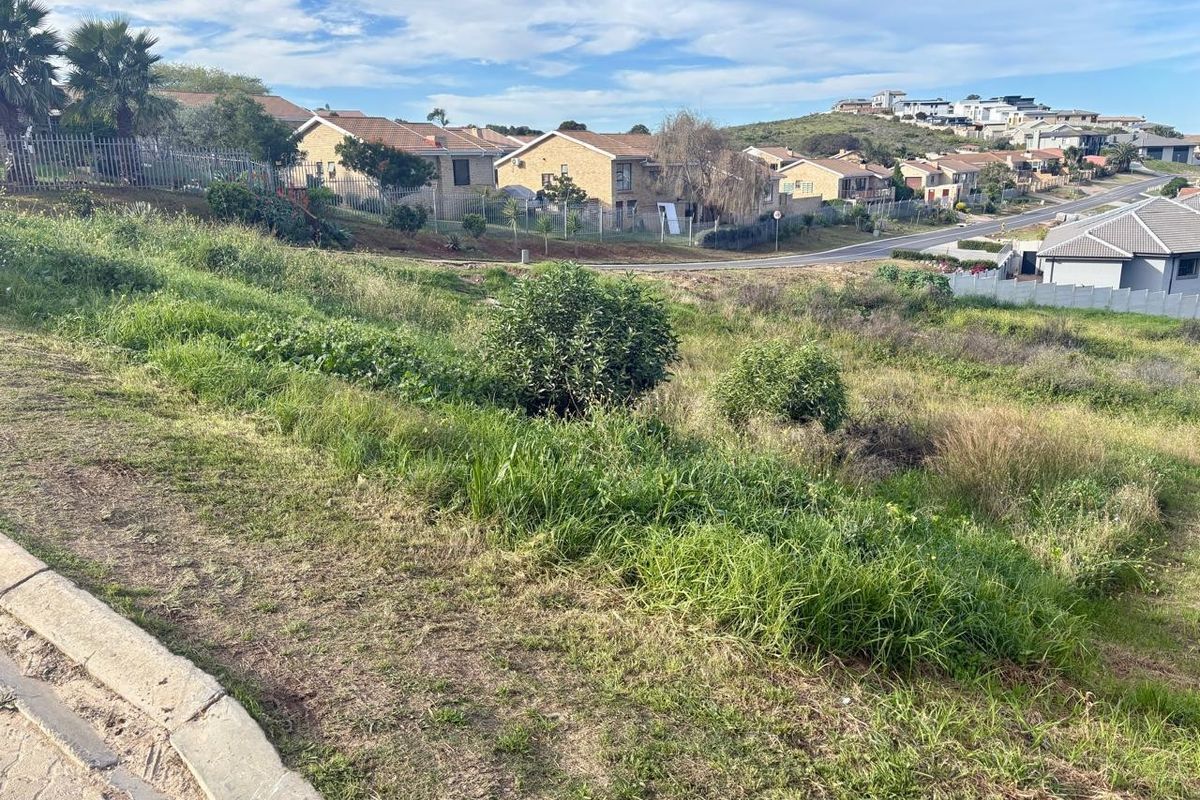 A view of a vacant residential plot featuring sloped terrain and established grass, situated in a developed suburban neighborhood.