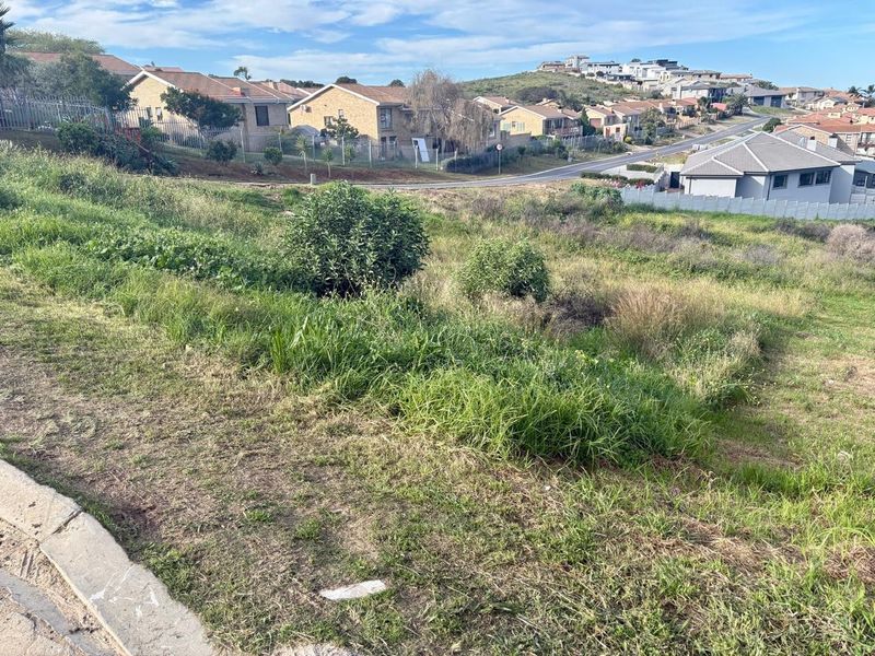 A view of a vacant residential plot featuring sloped terrain and natural grass, situated in a developed suburban neighborhood.
