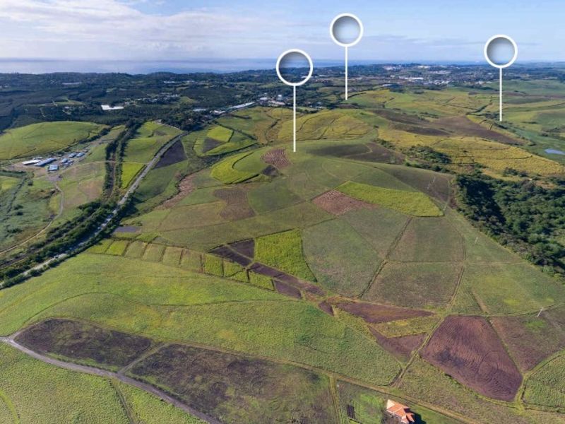 An expansive aerial view of large-scale agricultural land, showcasing the vast open fields and rural landscape of the property.
