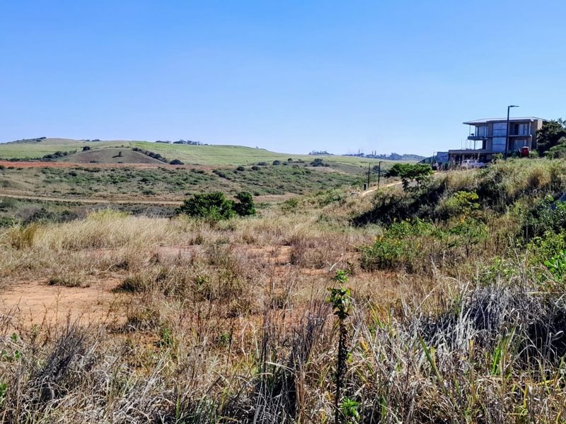 A wide-angle view of the undeveloped residential land featuring natural vegetation and rolling hills in the distance.