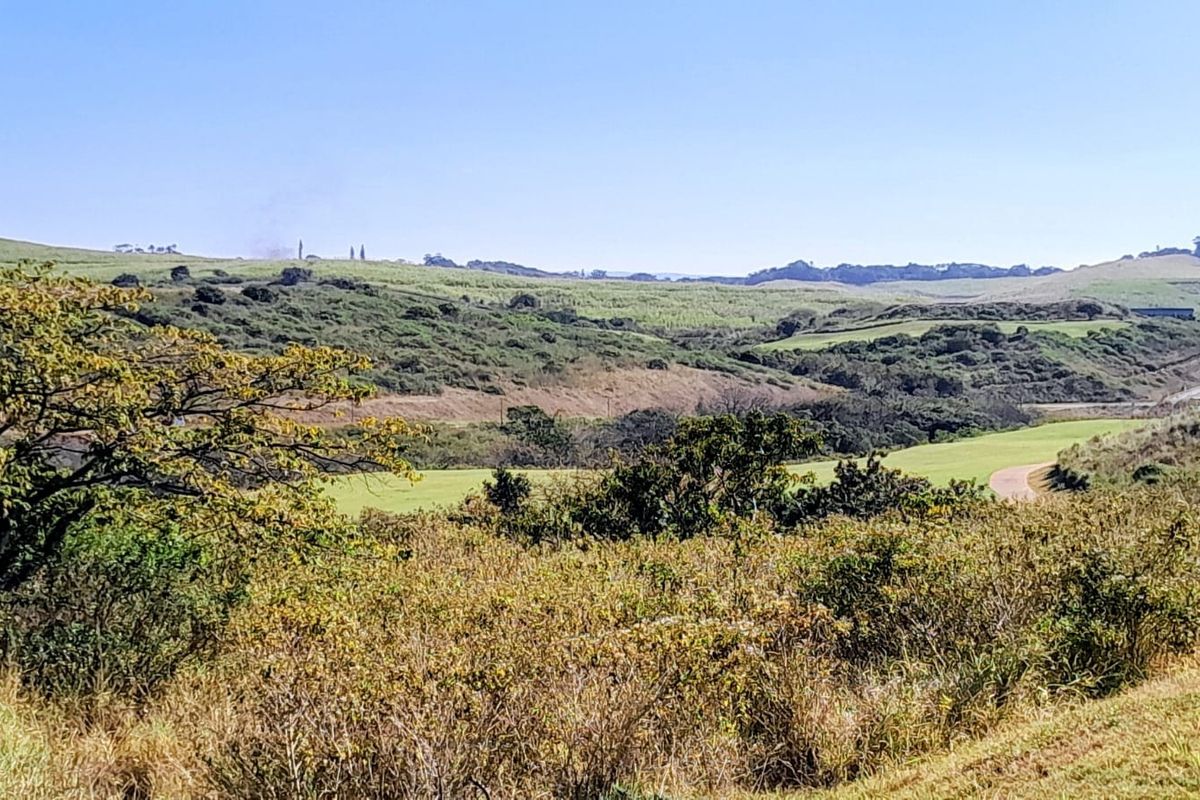 A scenic view of the expansive natural landscape, featuring rolling hills and native vegetation, showcasing the property's surroundings.