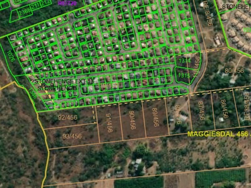 An aerial view showing the cadastral boundaries and layout of the property within the surrounding residential area.