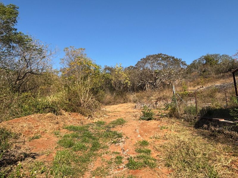 A view of a vacant residential plot featuring natural vegetation and existing chain-link perimeter fencing.