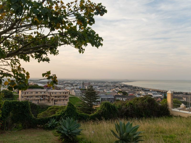Elevated panoramic view overlooking the coastal urban landscape and sea, captured from a hillside vantage point.