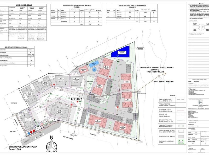A detailed site development plan for a commercial residential development, outlining building blocks, parking areas, and site infrastructure.
