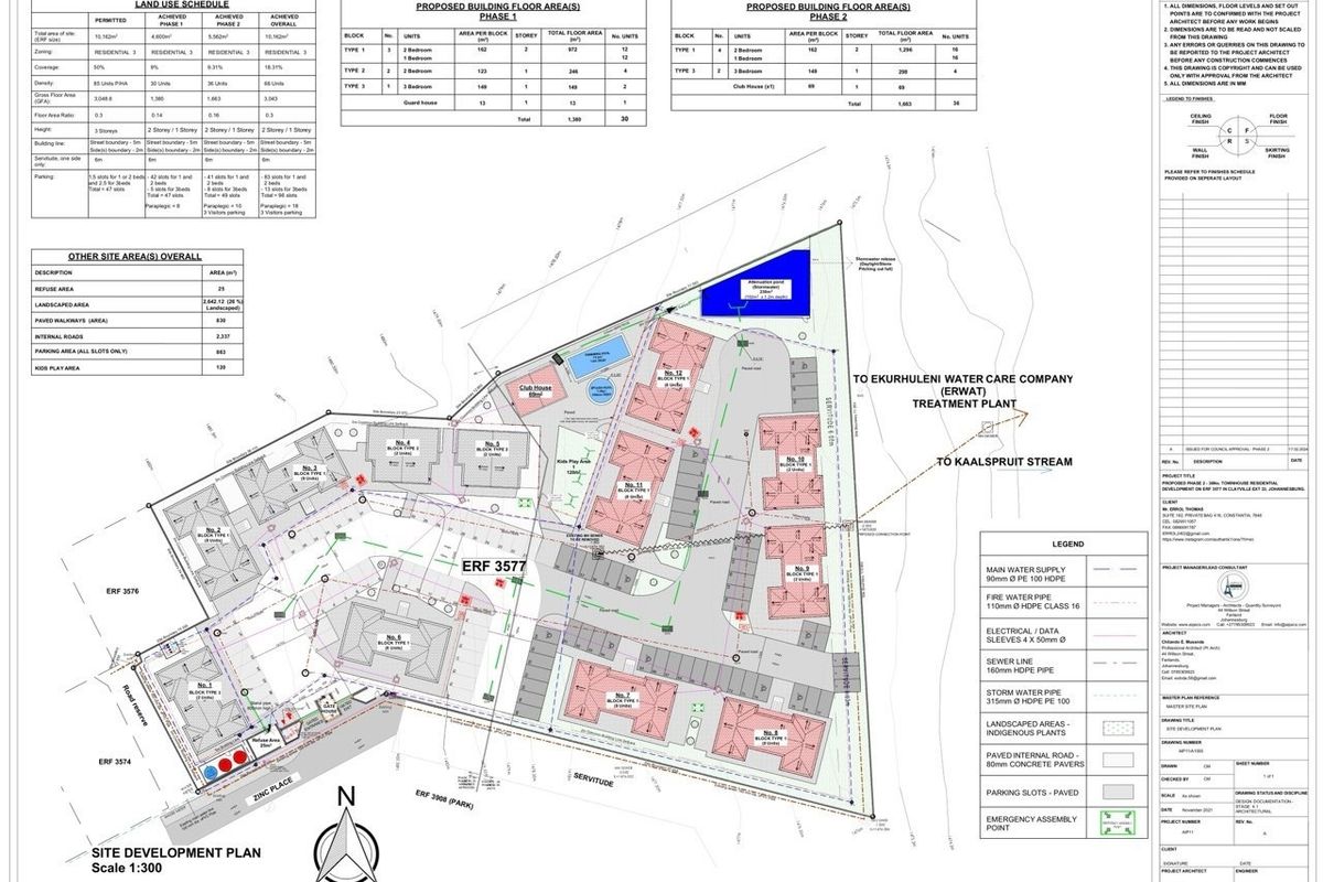 A detailed site development plan for a commercial residential development, outlining building blocks, parking areas, and site infrastructure.