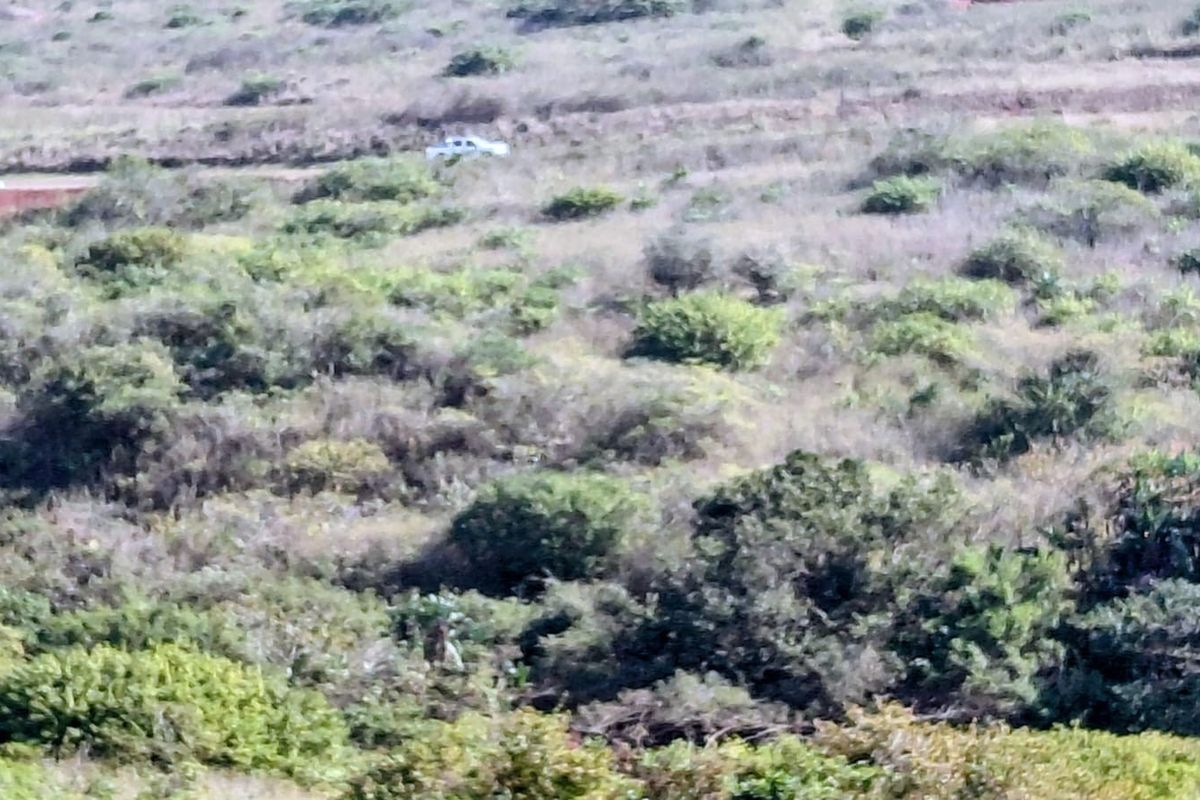 An aerial view of a vacant residential plot featuring natural vegetation and undeveloped terrain.