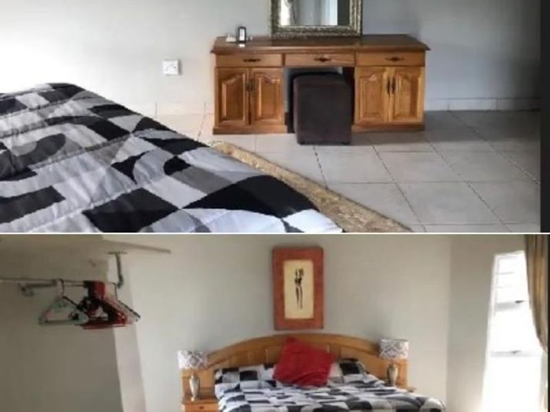 A bedroom featuring tiled flooring and a window, presented in a collage format.