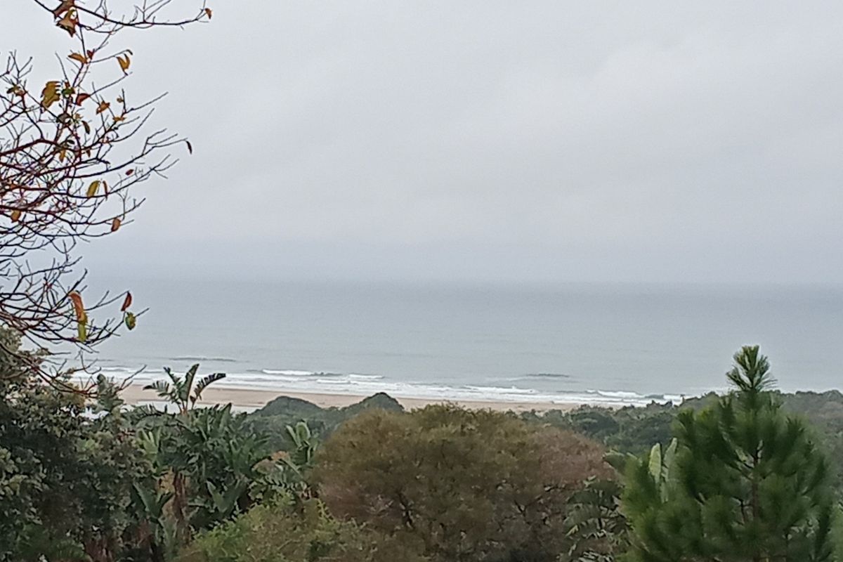 A scenic view of the coastline and ocean, showcasing the natural landscape and beach surroundings from the property.