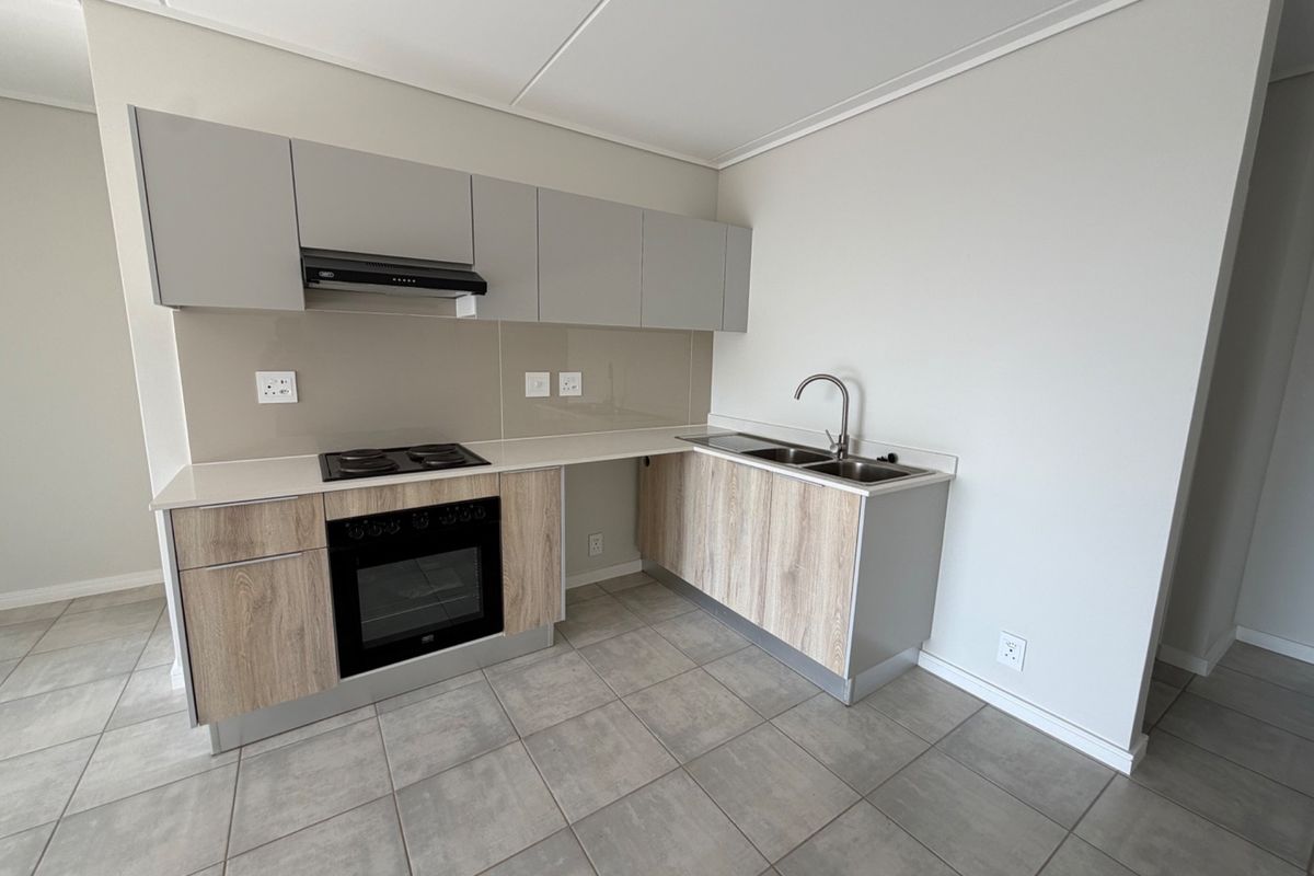 Modern kitchen featuring light wood-tone cabinetry, stone countertops, built-in electric oven and hob, extractor fan, and a stainless steel double sink.