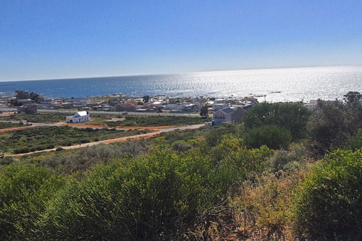 A scenic elevated view overlooking the coastal town and the ocean, showcasing the natural landscape and surrounding residential area.