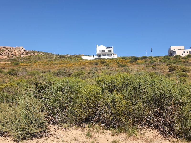 A view of a vacant residential plot featuring natural coastal vegetation and surrounding landscape.