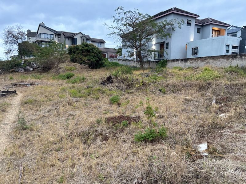 A vacant residential plot featuring uneven, overgrown terrain with an existing boundary wall, situated in an established neighborhood.