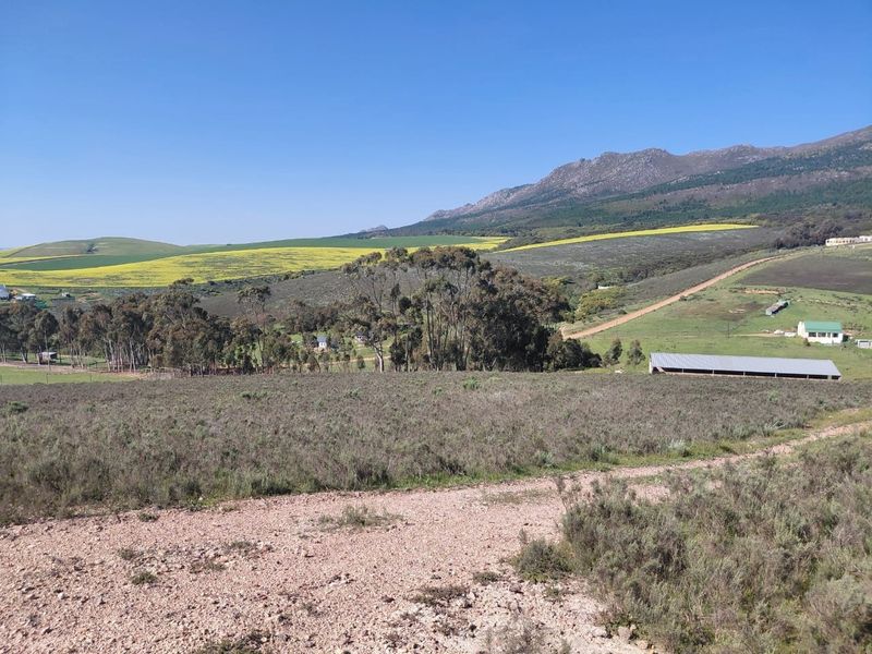 A scenic landscape view featuring rolling hills, agricultural fields, and a distant mountain range under a clear blue sky.