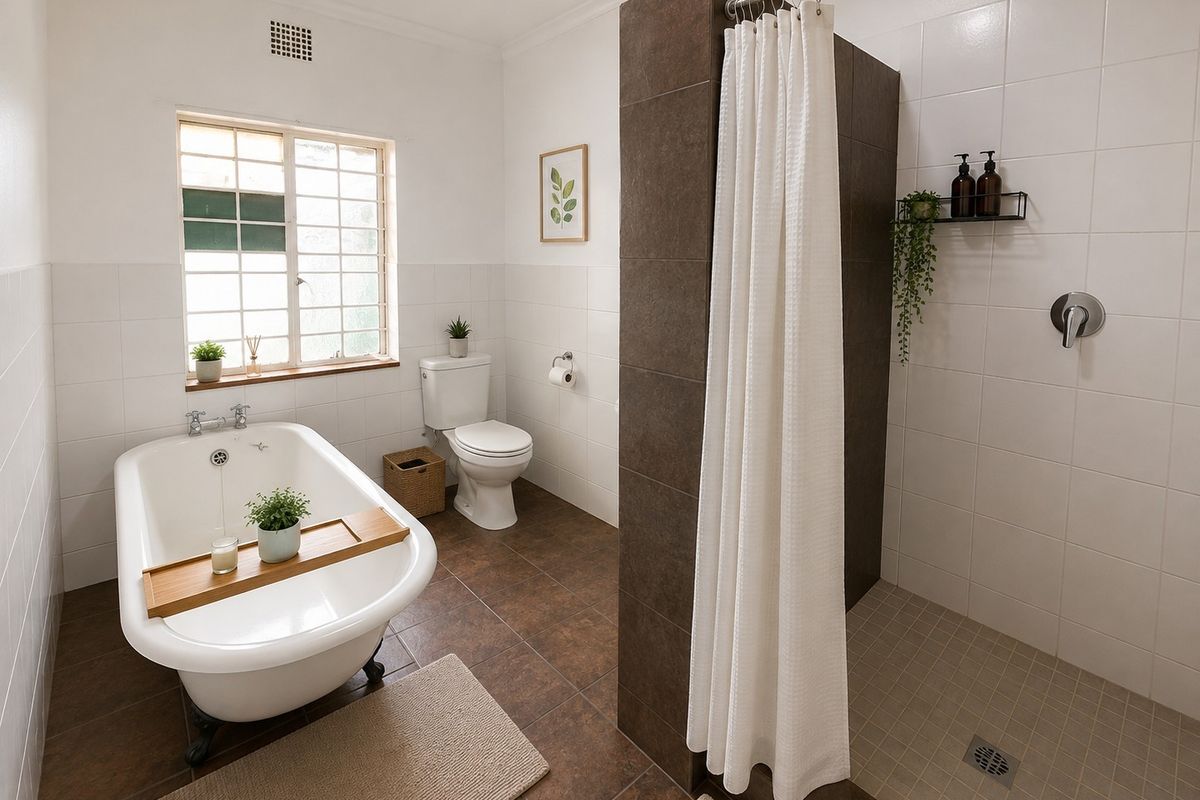 A well-maintained bathroom featuring a classic clawfoot bathtub, a separate walk-in shower with tiled surround, and a toilet.