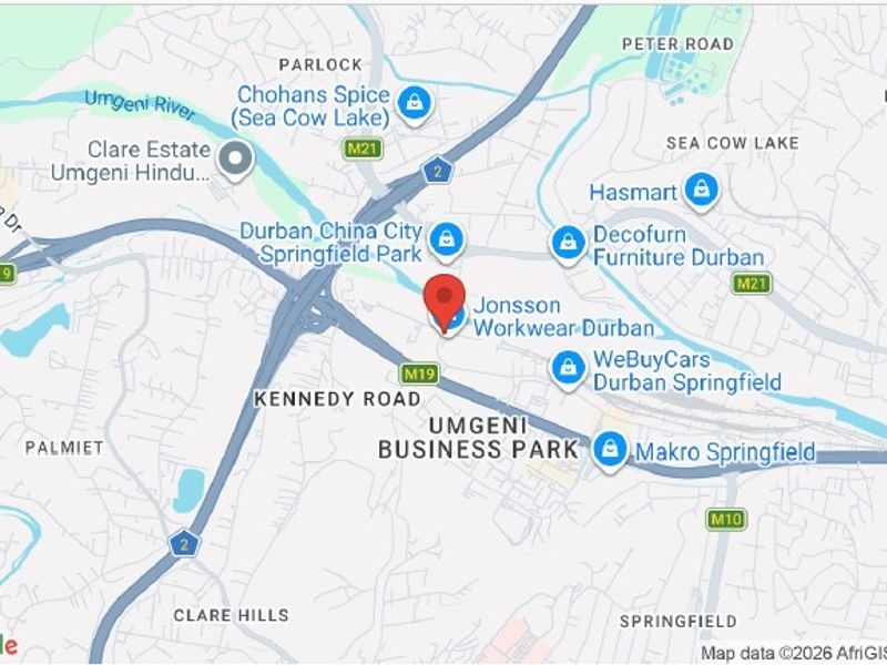 A map view showing the location of the property within the Umgeni Business Park area.