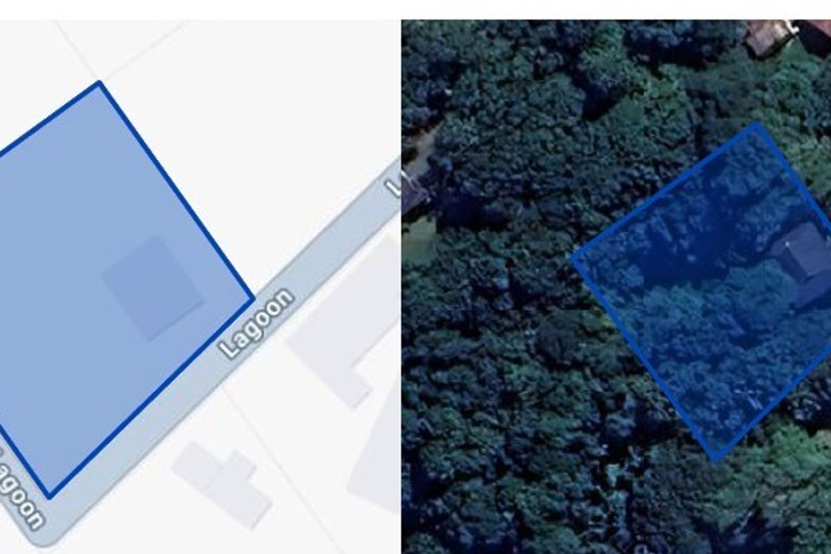 An aerial view and map overlay showing the property boundary and surrounding landscape.
