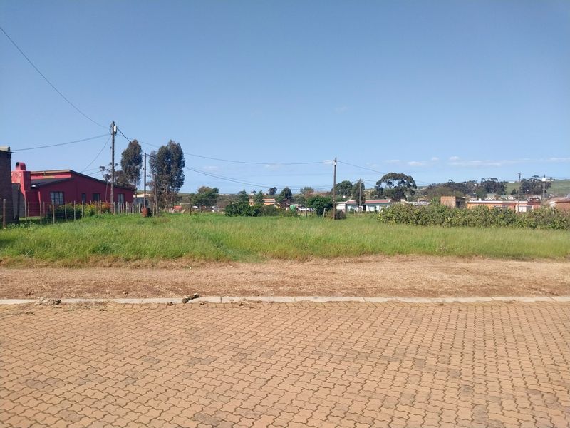 A view of a vacant residential plot from the paved street, featuring established utility connections and surrounding neighborhood context.