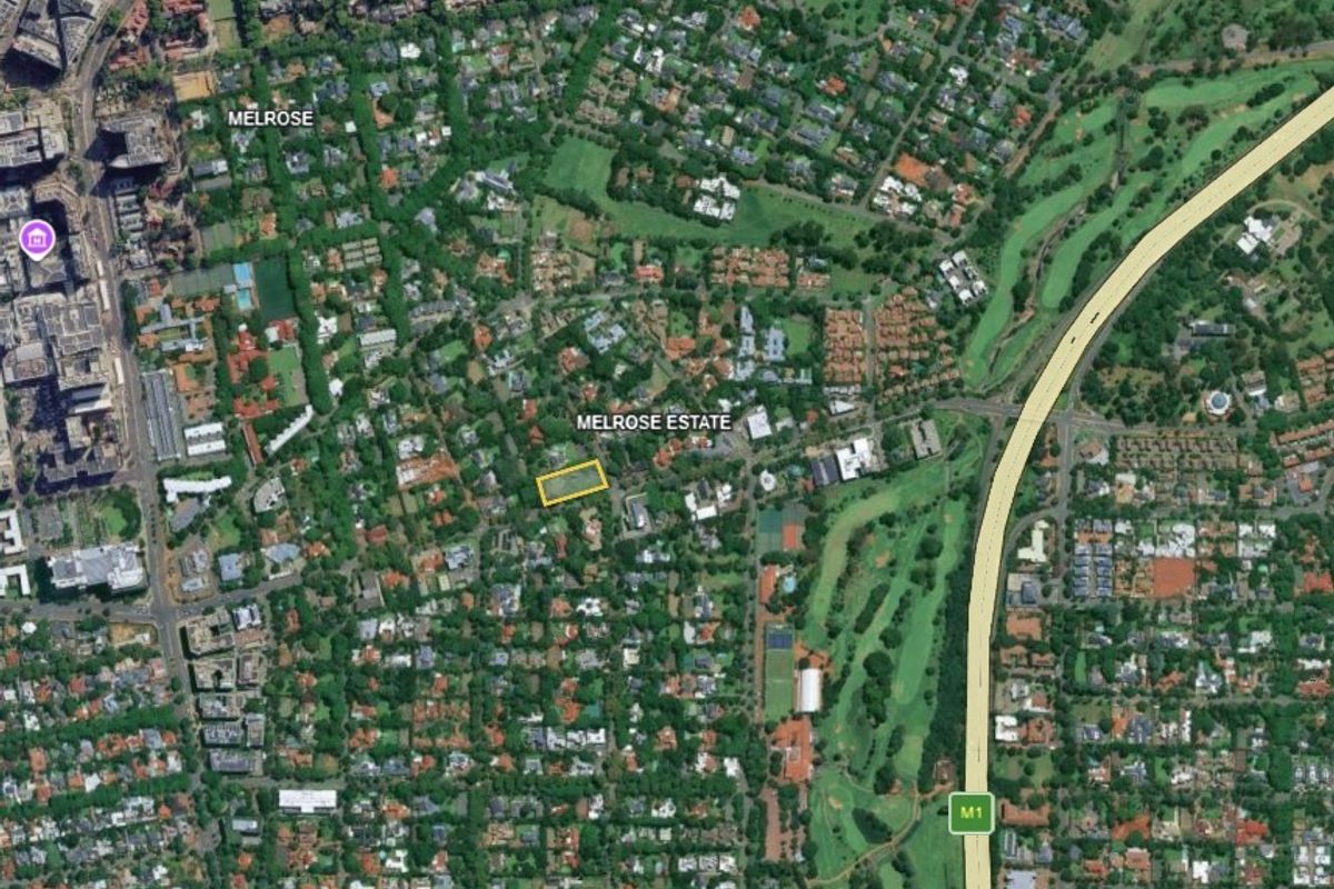 An aerial satellite view showing the location of the property within the Melrose Estate neighbourhood.