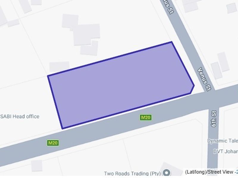 A digital map view highlighting the property boundary and surrounding street infrastructure.