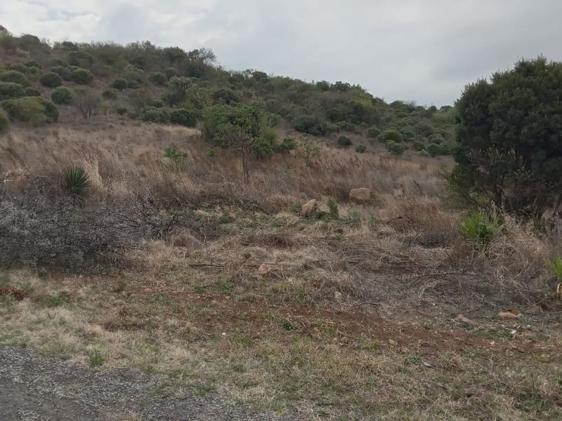 A view of a sloped, undeveloped residential plot featuring natural vegetation and rocky terrain, suitable for custom building projects.