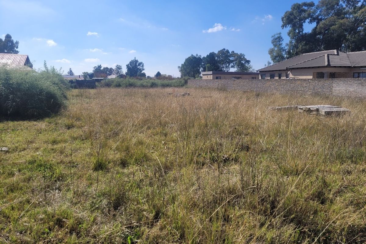 A vacant residential plot featuring overgrown grass and a perimeter brick wall, offering a blank canvas for future development.
