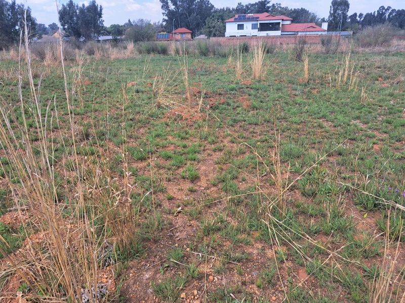 A view of a vacant residential plot featuring natural grass and vegetation, with established residential properties visible in the background.