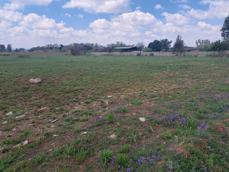 A wide, open residential vacant plot featuring natural grass cover and a perimeter boundary wall in the background.