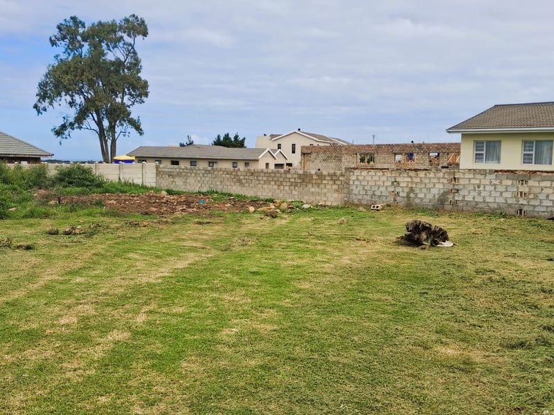 A vacant residential plot featuring a grassed area enclosed by a perimeter concrete block boundary wall.